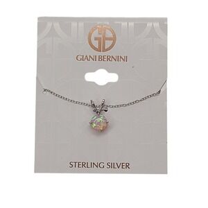 Gianni Bernini Sterling Silver Pink Opal Ball Pendant‎ Necklace